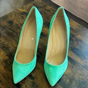 J. Crew Vibrant Green Suede Heels